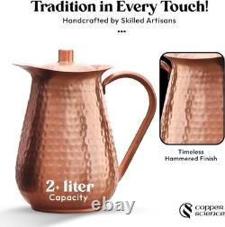 Pichet en cuivre Copper-Science de 68 oz avec couvercle, cru en cuivre pur H