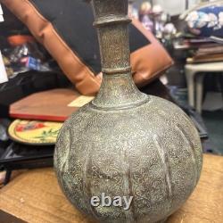 Pichet en cuivre ancien ottoman moghol fait à la main, gravé et ciselé