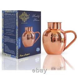 Pichet en cuivre au design royal Surahi, pour le stockage et le service de l'eau, sain