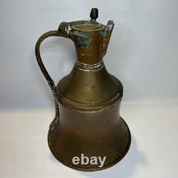 Pichet en cuivre avec couvercle antique et fait main 16 Vintage martelé