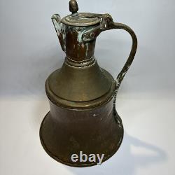 Pichet en cuivre avec couvercle antique et fait main 16 Vintage martelé