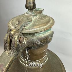 Pichet en cuivre avec couvercle antique et fait main 16 Vintage martelé
