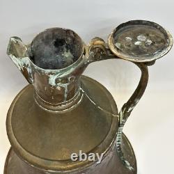 Pichet en cuivre avec couvercle antique et fait main 16 Vintage martelé