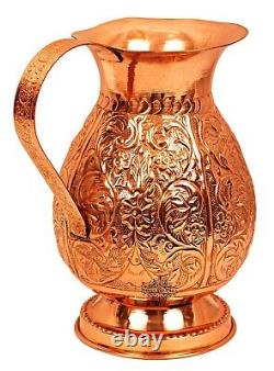 Pichet en cuivre avec motif de feuille - Articles de table Drinkaware - Récipient d'eau (1800ML)