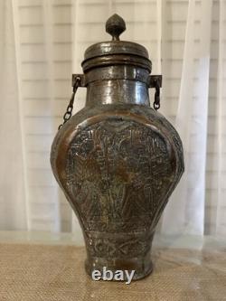 Pichet en cuivre fait main du 19ème siècle, gourde à chameau, récipient à eau, Moyen-Orient