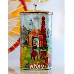 Pichet en cuivre imprimé, design Paisley, stockage et service d'eau 1500 ML