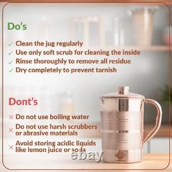 Pichet en cuivre indien 57oz avec couvercle et poignée, vaisselle de luxe, cadeau