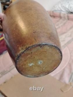 Pichet en cuivre/laiton antique vintage martelé épais, porte-eau, 11 pouces de hauteur