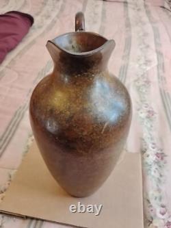 Pichet en cuivre/laiton antique vintage martelé épais, porte-eau, 11 pouces de hauteur
