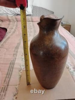 Pichet en cuivre/laiton antique vintage martelé épais, porte-eau, 11 pouces de hauteur