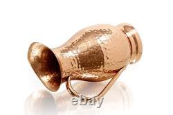 Pichet en cuivre pur avec couvercle, grande cruche à eau martelée faite à la main, 70 oz/200