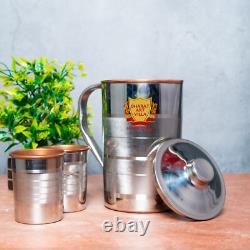 Pichet en cuivre pur design luxueux, pichet élégant pour le stockage et le service de l'eau