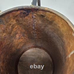 Pichet en cuivre vintage avec poignée en fer noir, cruche à eau fait main, rustique, ferme, antique