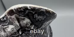 Pichet en fonte Staffordshire Mulberry Ironstone 19c avec motif de transfert Water Castle Milk