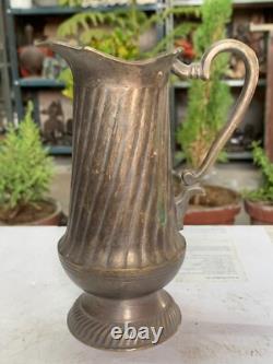 Pichet en laiton vintage ancien fait à la main des années 1900 grande cruche à lait crémier