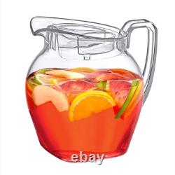 Pichet en plastique transparent de 96 oz avec couvercle, sans BPA et incassable, cruche à eau