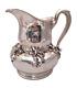 Pitcher D'eau En Argent Sterling Par Woodside Avec Des Fleurs Dimensionnelles