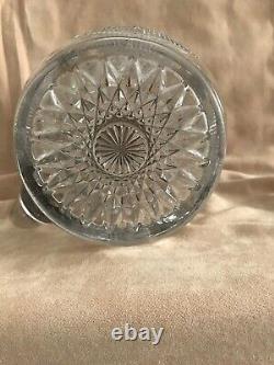 Pitcher D'eau En Cristal Antique Silver Top Cut Glass Farmhouse