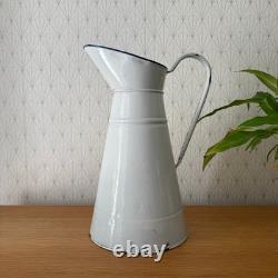 Pitcher en émail vintage français blanc 08072513
