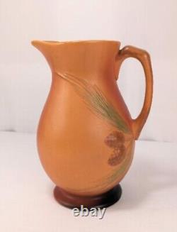 Poterie Vintage en pin brun avec pomme de pin et aiguilles de pin - Pichet 10 - Vase pour eau et décoration.
