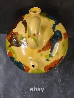 'Poterie française antique émaillée Gargoulette en terre cuite pour l'eau, cruche en céramique stoneware 10'