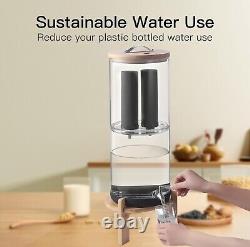 Purificateur d'eau en verre Fachioo avec manche en tan et support en bois et filtre noir