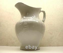Rare Antique Salt Glaze Stoneware Art Pottery Water Pitcher Ewer Jug Exc