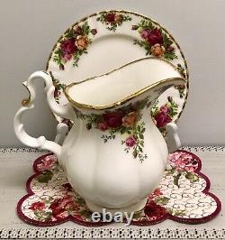 Rare Royal Albert Old Country Roses England Jug Water Pitcher & Under Plate