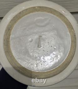 Récipient à eau Vintage Roseville Robinson 2 gallons avec couvercle et rayures bleues