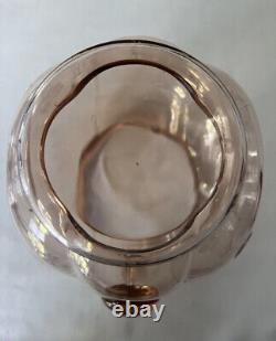 Société de verre Dunbar Flint n° 1151 Pichet à eau rose gravé à fleurs déprimé