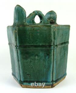 Splendid Antique 18thc Chinois Vert Glaçure Céramique Pot Jug Pitcher