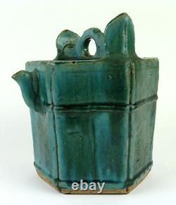 Splendid Antique 18thc Chinois Vert Glaçure Céramique Pot Jug Pitcher