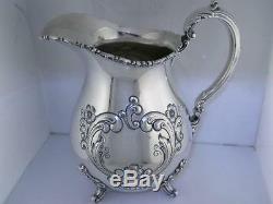 Sterling Poole Footed Pitcher Eau Vieux Anglais Main Chassé Pas Mono