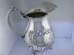 Sterling Poole Footed Pitcher Eau Vieux Anglais Main Chassé Pas Mono