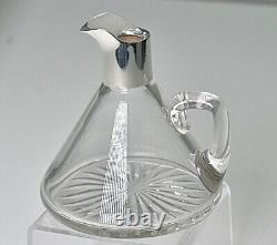 Superbe qualité en argent sterling petit pichet à eau en verre taillé par Hukin & Heath 1905