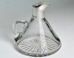 Superbe qualité en argent sterling petit pichet à eau en verre taillé par Hukin & Heath 1905