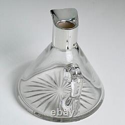 Superbe qualité en argent sterling petit pichet à eau en verre taillé par Hukin & Heath 1905