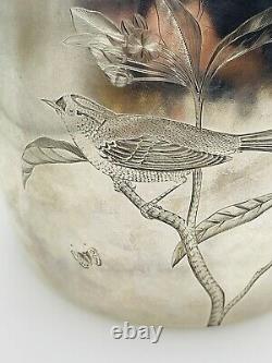 Tiffany & Co Rare Antique Sterling Argent Esthétique Spiderweb Bird Water Pitcher
