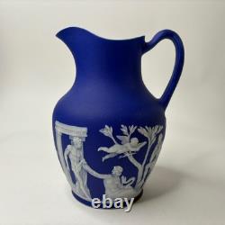 Vase de Portland en jaspe bleu Antique Wedgwood Dip, pichet d'eau/jug