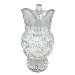 Vase en cristal taillé VTG, pichet à eau de 11 pouces de hauteur, motif en diamant et en éventail, base en piédestal lourde