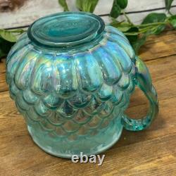 Vase en verre d'art Fenton VTG Pichet de sirène à écailles de poisson Jacqueline Jug à eau irisé