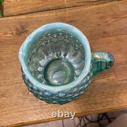 Vase en verre d'art Fenton VTG Pichet de sirène à écailles de poisson Jacqueline Jug à eau irisé