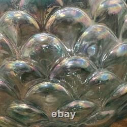 Vase en verre d'art Fenton VTG Pichet de sirène à écailles de poisson Jacqueline Jug à eau irisé