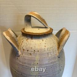Vasque en grès VTG pour eau et vin 22 avec couvercle et robinet en bois fait à la main