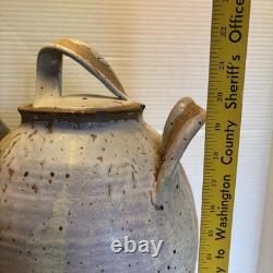 Vasque en grès VTG pour eau et vin 22 avec couvercle et robinet en bois fait à la main