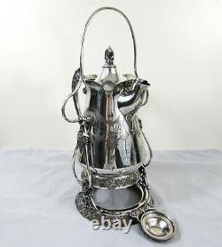 Victorian Racine Silverplate Ornate Water Tippler 1878 19 H Nymphes Florales