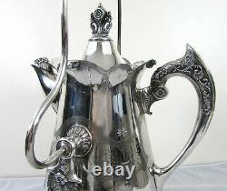 Victorian Racine Silverplate Ornate Water Tippler 1878 19 H Nymphes Florales