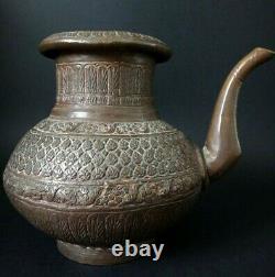 Vieux Mughal Pichet D'eau Vieux Bronze Pot D'eau Spinozisme Indien Pichet Islamique XIX