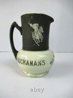 Vintage Buchanans Polo Player Pub Jug Black And White Water Pitcher Advertisef