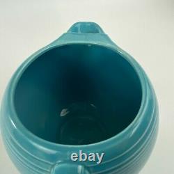 Vintage Fiestaware Ice Lip Pitcher Water Jug Turquoise Glaze 1930s Made USA